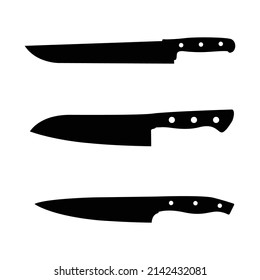 Kitchen Knife Silhouette. Butcher Knife Black and White Icon Design Element on Isolated White Background