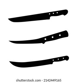 Kitchen Knife Silhouette. Butcher Knife Black and White Icon Design Element on Isolated White Background