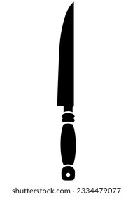 Kitchen knife silhouette, cooking tool - vector illustration for sign or logo. Large kitchen knife for sign or icon