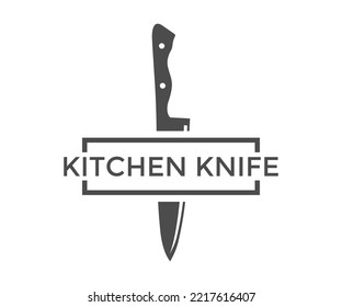 Kitchen knife silhouette logo design. Chef's kitchen knife isolated on white background vector design and illustration.

