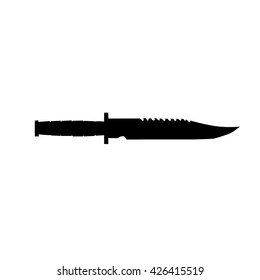 kitchen knife silhouette on white background