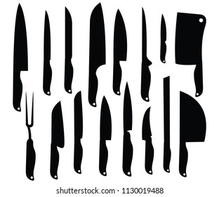 Kitchen Knife Silhouette Set Vector Design Stock Vector (Royalty Free ...