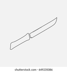 Kitchen knife simple icon. Contour illustration.