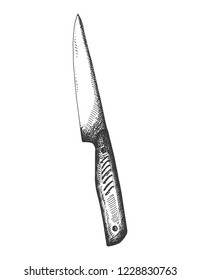 kitchen knife sketch. drawing isolated.