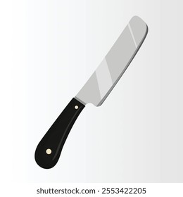 Kitchen knife with a sleek design, perfect for culinary tasks. Ideal for cooking, food preparation, or as a kitchen tool illustration for various applications.