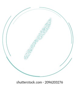 The kitchen knife symbol filled with teal dots. Pointillism style. Vector illustration on white background