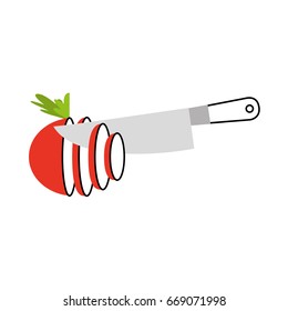 kitchen knife with tomato