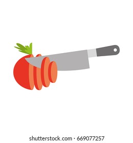 kitchen knife with tomato