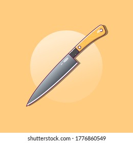 Kitchen Knife Vector Icon. Cartoon Vector Flat Illustration. Flat Style Suitable for Web Landing Page, Banner, Flyer, Sticker, Wallpaper, Background