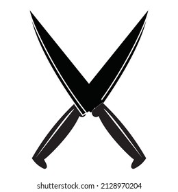 kitchen knife vector icon crossed letter x black and white logo