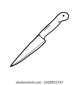Kitchen knife vector icon in doodle style. Symbol in simple design. Cartoon object hand drawn isolated on white background.