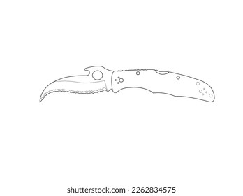 Kitchen knife vector icon. Hand-drawn color illustration. Black White Chef Knife Stock. Knife symbol Black and White Stock Photos and Images. Knife Outline Images. Military combat icon in outlin