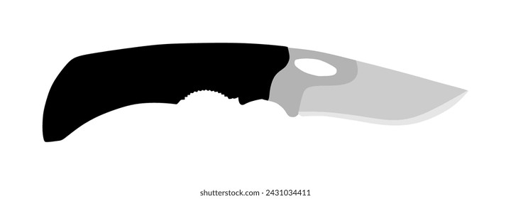 Kitchen knife vector illustration isolated on white background. Major tool for kitchen in home or restaurant. Hunter knife military kit. 