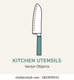 Kitchen knife vector isolated illustration. Vector line illustration icon menu banner flayer. Kitchen cutlery simple logo restaurant. Silhouette professional vegetable meat knife isolated background