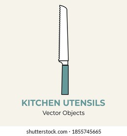 Kitchen knife vector isolated illustration. Vector line illustration icon menu banner flayer. Kitchen cutlery simple logo restaurant. Silhouette professional vegetable meat knife isolated background