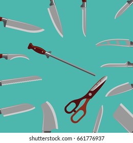 Kitchen knife weapon steel sharp dagger metal military dangerous metallic sword vector illustration