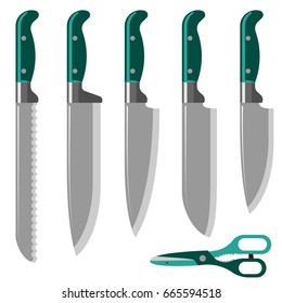 Kitchen knife weapon steel sharp dagger metal military dangerous metallic sword vector illustration