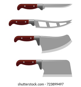 Kitchen knife weapon steel sharp dagger metal military dangerous metallic sword vector illustration