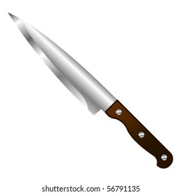 Kitchen knife with wood handle isolated over white