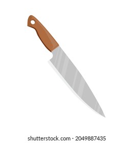 Kitchen knife with wooden handle. A knife designed for use in cooking. Vector illustration isolated on a white background for design and web.