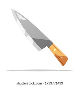 Kitchen knife with wooden handle vector isolated illustration