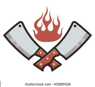 Kitchen knifes in fire