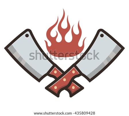 Kitchen knifes in fire