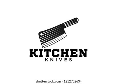 kitchen knifes, meat logo Designs Inspiration Isolated on White Background