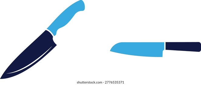 Kitchen knives, chef knife and utility knife. Cooking tools and cutlery. Culinary equipment icons.