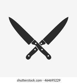 Kitchen knives cutter icon sharp blade cook in flat style. Black knife icon steel vector kitchenware cooking equipment isolated on white background.