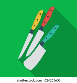 Kitchen knives icon in flate style isolated on white background. Kitchen symbol stock vector illustration.