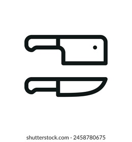Kitchen knives isolated icon, chef's knives vector symbol with editable stroke