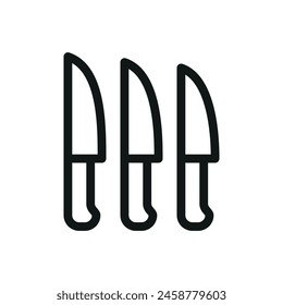 Kitchen knives isolated icon, knife set vector symbol with editable stroke