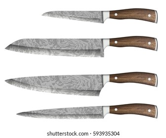 Kitchen knives isolated on white background.