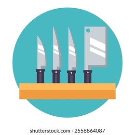 Kitchen knives isolated set illustration