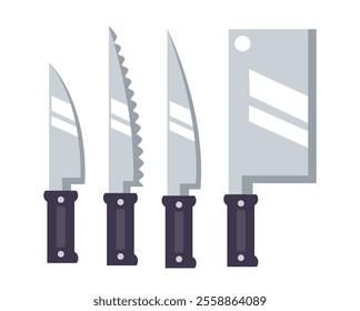 Kitchen knives isolated set illustration