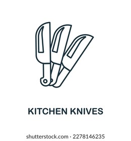 Icono de la línea de Kitchen Knives. Elemento sencillo de la colección de cocina. Creative Kitchen Knives icono de esquema para diseño web, plantillas, infografías y más
