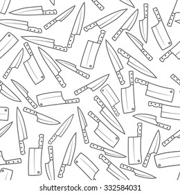 Kitchen Knives Seamless Pattern Background Vector illustration