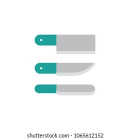 Kitchen knives set flat icon, vector sign, colorful pictogram isolated on white. Symbol, logo illustration. Flat style design