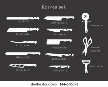 Kitchen Knives Set Signature Names On Stock Vector (Royalty Free ...