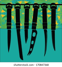 Kitchen Knives Set Vector Illustration