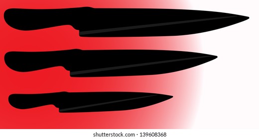 Kitchen knives, silhouette