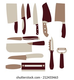 Kitchen Knives, Utensil, Tools, Household Equipment - Illustration