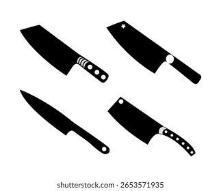 Kitchen knives vector icon set. Knife for butcher. Kitchen knives set. set of knives vector