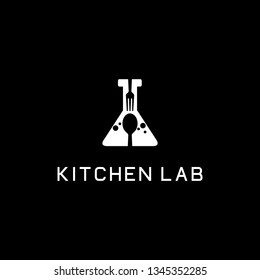 Kitchen lab fork and spoon with lab food logo design