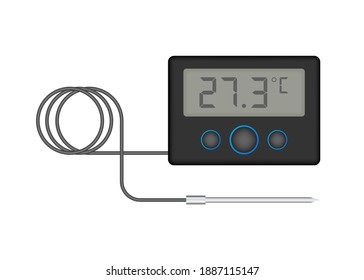 Kitchen or laboratory thermometer. Food temperature. Vector stock illustration.