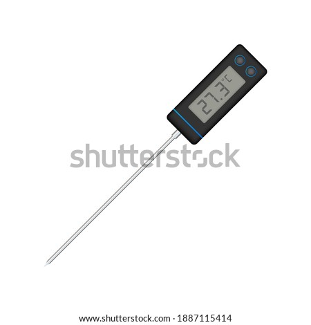 Kitchen or laboratory thermometer. Food temperature. Vector stock illustration.