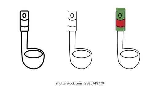 Kitchen ladle line black and white and color icon. Linear style sign for mobile concept and web design. Ladle outline vector icon. Symbol, logo illustration. Vector graphics.