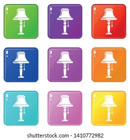 Kitchen lamp icons set 9 color collection isolated on white for any design