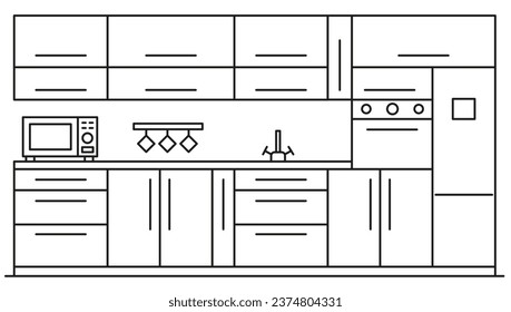 Kitchen layout. Kitchen. Kitchen furnishings. Modern kitchen illustration. EPS 10.